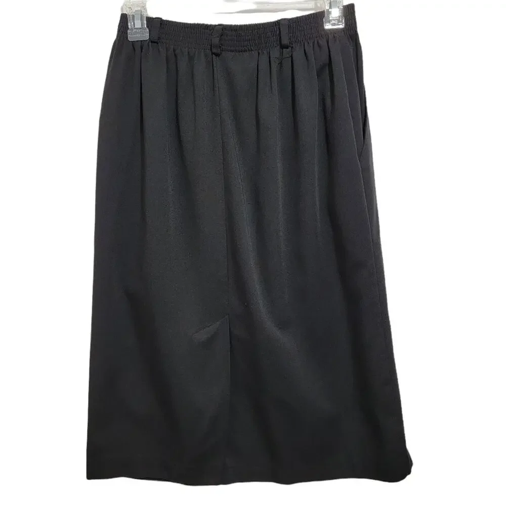 Metro New York Womens VTG Black Elastic Waist Aline Skirt Size 10